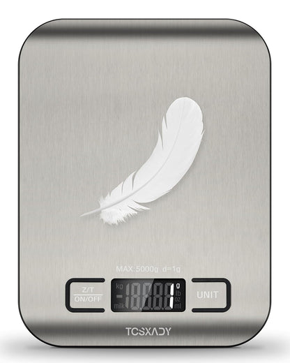 Food Scale, 11lb Digital Kitchen Scale with 6 Units LCD Display and Tare Function,Compact Design for Baking,Healthy Cooking,Meal Prep, 304 Stainless Steel
