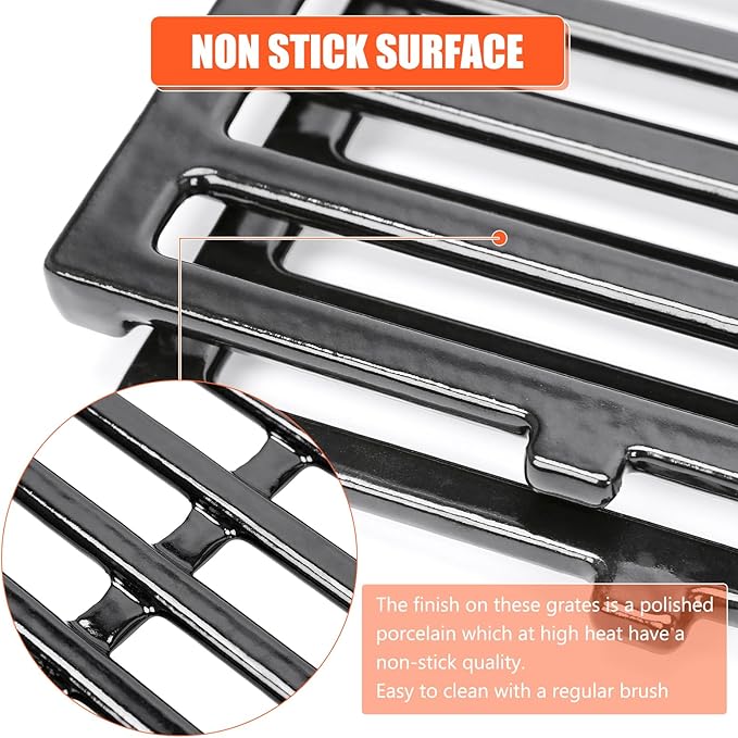 QuliMetal 19.5" Grill Grates for Weber Genesis 300 Series, Genesis E310, E320, E330, S310, S320, S330, Replace for Weber 7524, 7528, Porcelain-Enameled Cast Iron Grill Grates