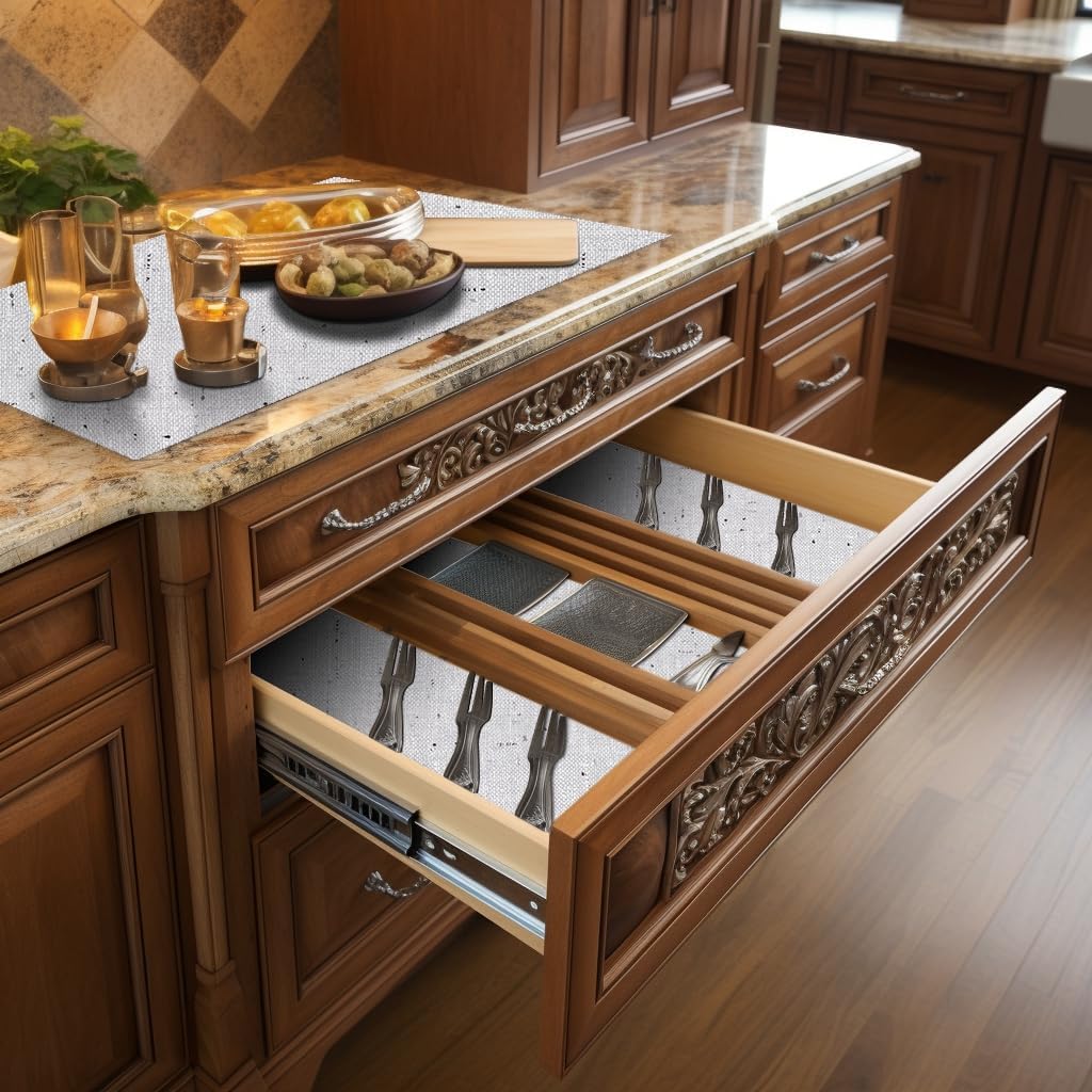 12 x 120 Inch Shelf Liner Non Adhesive Drawer Liner, Waterproof Shelf Liner Durable Anti-Slip for Kitchen Cabinets Shelf Liners for Kitchen Cabinets