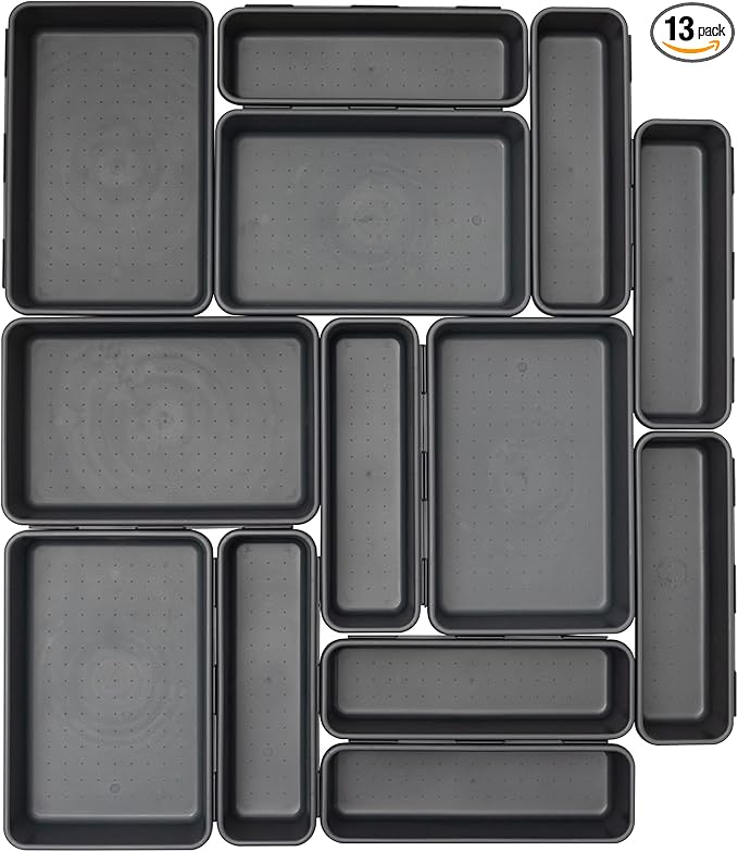BYCY Office Drawer Organizers Bins Junk Drawer Organizers Tray Storage Dividers for Office Desk Dress Makeup (13pcs 2Size)