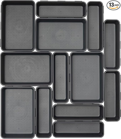 BYCY Office Drawer Organizers Bins Junk Drawer Organizers Tray Storage Dividers for Office Desk Dress Makeup (13pcs 2Size)