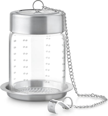 Teabloom Elegant Borosilicate Glass Loose Tea Infuser – Perfect for Whole-Leaf White, Green, Oolong, Black & Herbal Teas – Lead-Free