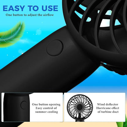 Tujoe 3 Pcs Mini Powerful Handheld Fan 3 Speed Personal Small Portable Rechargeable Fan with Base USB for Women Eyelash Makeup Office Travel Beach Indoor Outdoor (Multicolored)