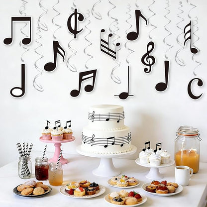 Musical Note Hanging Swirls - 30PCS Music Themed Party Decorations Musical Note Ceiling Streamers for Music Birthday Party Baby Shower Decor Supplies