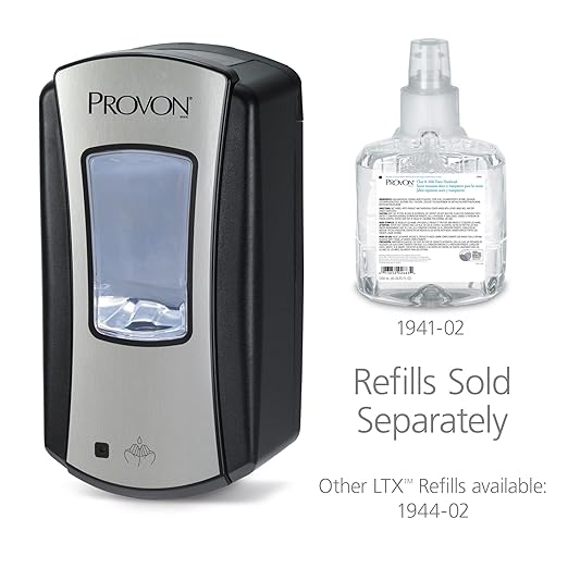 PROVON LTX-12 Touch-Free Foam Handwash Dispenser, Chrome/Black, for 1200 mL PROVON LTX-12 Foam Soap Refills (Pack of 1) - 1972-04