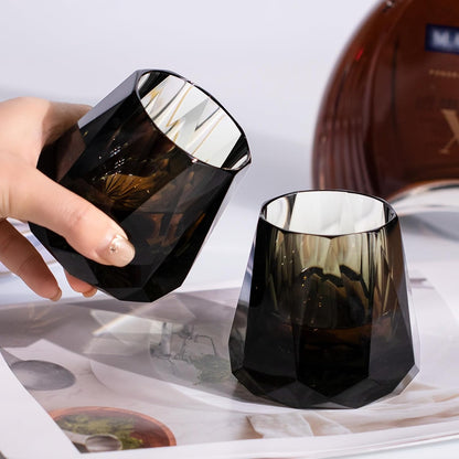Kammak Crystal Whiskey Glasses Set of 2, 5.3oz Old Fashioned Glasses Stemless, Hand Blown Colored Cocktail Glasses, Engagement Gifts for Couples