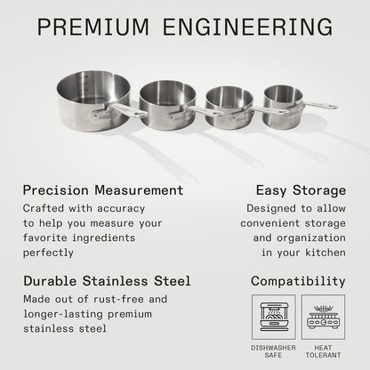 Made In Cookware - Measuring Cup Set - Stainless Steel - Stackable - Dishwasher Safe