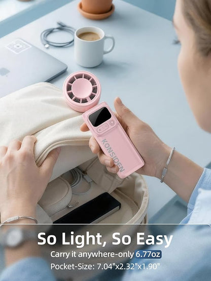 Portable Handheld Turbo Fan, 199 Stepless Speeds, 4000mAh USB Rechargeable, 12H Runtime, 2H Fast Charging, Smart Display, Emergency Flashlight, Personal Cooling Fan for Travel, Gym, Camping, Outdoors
