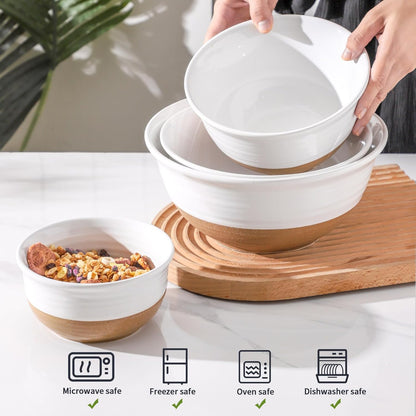 Hasense Mixing Bowls Set, 2.1/1.5/1.0/0.5 Qt Ceramic Nesting Bowls for Kitchen, Large Serving Bowls for Cooking, Prepping, Salad, Soup, Pasta