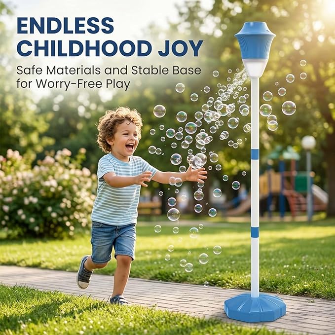 【Ocean Blue -2-Pack】 Bubble Machine - Automatic Bubble Maker Torch with Adjustable Height Up to 47 Inche with LED Lights & Music for Birthday Party Garden Yard Ocean Blue -2-Pack