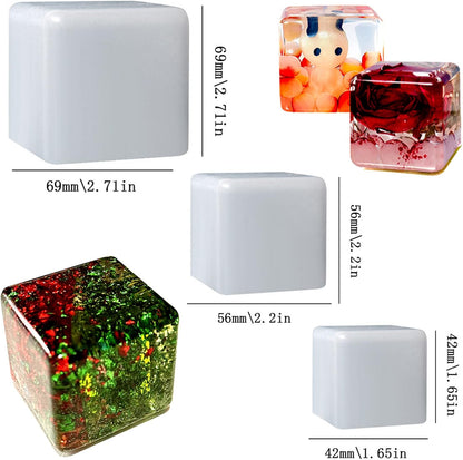3 Pack) Resin Cube Molds, Deep Square Silicone Molds for Epoxy Resin Casting DIY Art Craft Candle Soap Making