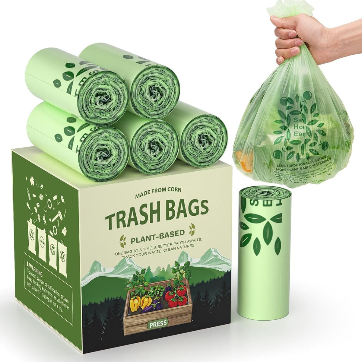 AYOTEE Small Compost Bags 2.6 Gallon Trash Bag, 150 Count Compostable Trash Bags 2.6 Gallon Compost Bag for Countertop Bin 1.3,2,3 Gallon, Small Waste Basket Liners for Bathroom Kitchen Office