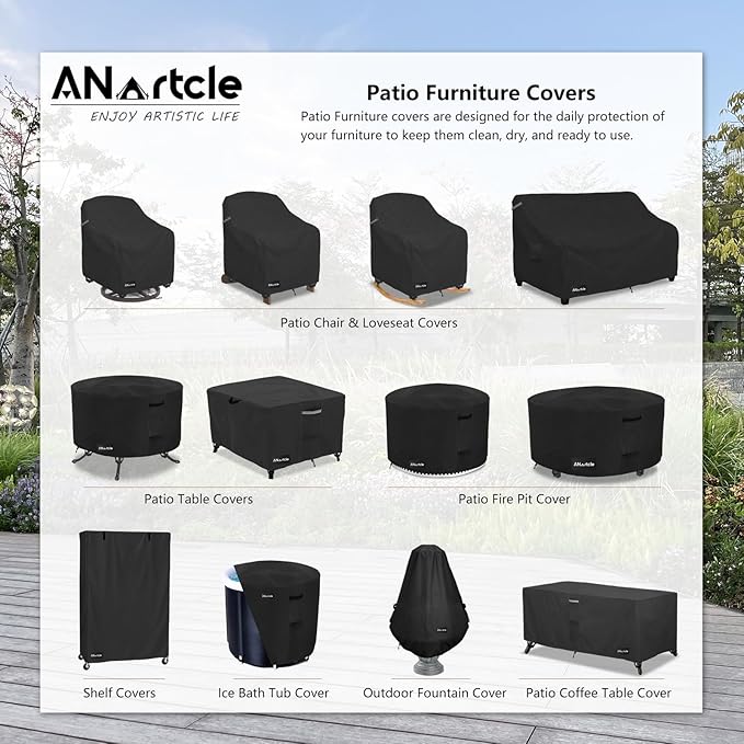 Patio Chair Covers,600D Waterproof Heavy Duty Outdoor Lawn Patio Furniture Covers,Patio Swivel Chair Covers for Outdoor Furniture,(32W x 35D x 36H inches) Black