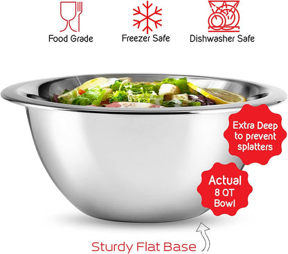 Eatex Stainless Steel Mixing Bowls with Measuring Cups & Spoons Set of 14 - Dishwasher Safe Nesting Mixing Bowl Set for Cooking