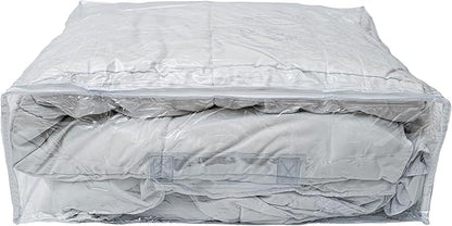 Set of 5 Clear Vinyl Zippered Storage Bags 22 x 18 x 7.5 Inch With Handle
