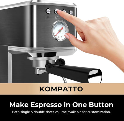 Chulux Slim Espresso Machine with Milk Frother Steam Wand, 20 Bar Professional Italian Pump Semi Automatic Espresso Coffee Machine for Home