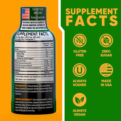 B12 Overload Extra Strength Energy Shot – Grape – 260mg Caffeine, 14000% B12, Electrolytes – Energy & Vitality Support – Zero Sugar No Calories – Vegan, Kosher, Gluten-Free – 1.93 fl oz, 24-Pack