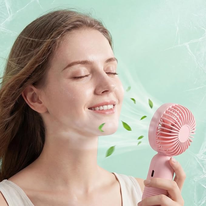 Rossesay 12 Pack Mini Portable Handheld Fan Bulk for Travel 3 Speeds, Rechargeable USB Battery Operated, Small Personal Eyelash Fans for Women Men Indoor Outdoor(Pink Green)