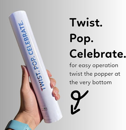 White Biodegradable Confetti Poppers Confetti Cannon | 6 Pack | Party Poppers Decoration for Wedding Exit, Graduation, Birthday | Wedding Party Favors | Launches 25 ft | 12 inch | TUR Party Supplies
