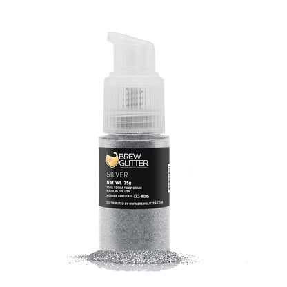 Brew Glitter - Silver (25g 1x Pump), Edible Glitter for Cakes, Cupcakes, Cake Pops, Drinks, Desserts by Bakell