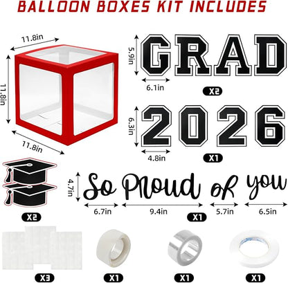 Graduation Decorations 2026 Graduation Party Decorations Set of 4 Boxes with 129pcs Balloons Arch Garland Kit Party Supplies for Any Grades Red