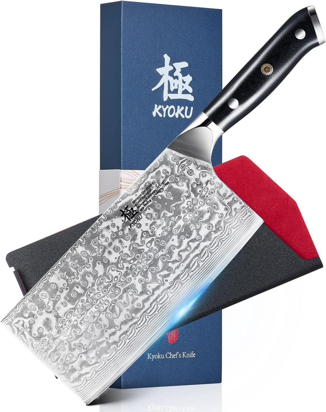 Kyoku Gin Series Vegetable Cleaver Knife, 7" Asian Vegetable Knife, Japanese VG10 Damascus Stainless Steel Knife