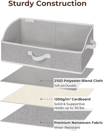 StorageWorks Closet Storage Bins, Trapezoid Organizer Box for Shelves, Fabric Clothes Bin, Foldable Organizing Baskets with Handles, Large, Gray, 3-Pack