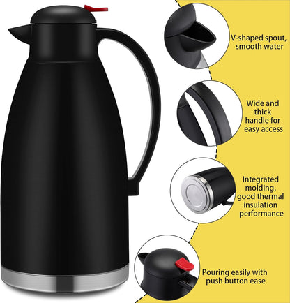 Nuogo 2 Pcs 102 oz Thermal Coffee Carafe Insulated Stainless Steel Carafe Double Walled Vacuum Coffee Thermal Pot with Brush for Home Office Use Keep