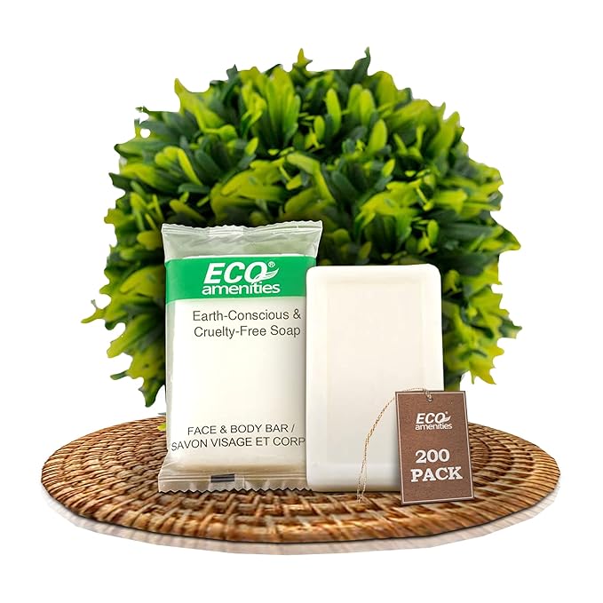 ECO amenities Travel Soap Bar - 0.5 oz, 200-Count, Green Tea Scent - Travel Essentials & Mini Soap Bars - Individually Wrapped - Hotel Toiletry Kit