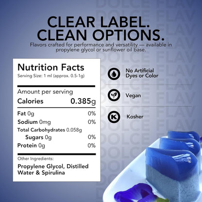 Dolce Flav Natural Blue Food Coloring – 2 oz Vibrant Plant-Based Color from Spirulina, Water-Soluble Liquid Dye for Baking, Drinks & Frostings