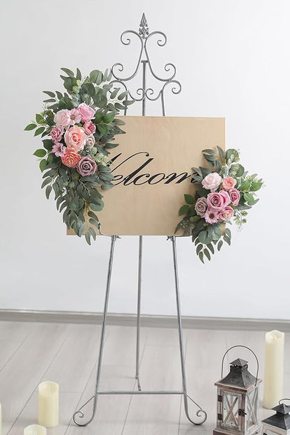 Artificial Flowers Combo Dusty Pink Silk Fake Flower for DIY Wedding Bridal Bouquets Floral Arrangement Birthday Cake Table Centerpieces Baby Shower Graduation Ceremony Party Home Decor