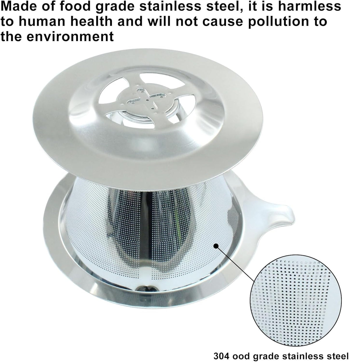 Waziaqoc Pour Over Coffee Dripper, Slow Drip Paperless Coffee Filter, Stainless Steel Pour Over Coffee Maker for 1-2 Cups Brew