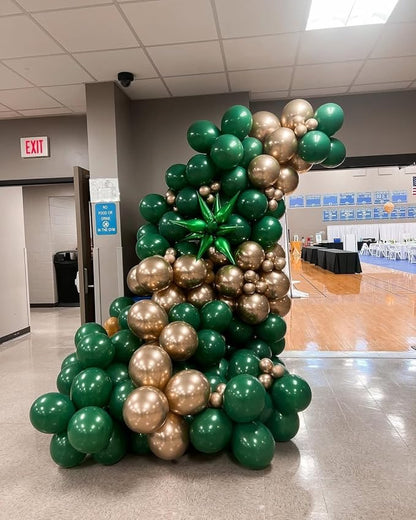 Green and Gold Balloons,60Pcs Dark Green Balloons,12in Gold and Green Latex Balloon for Birthday Graduation St. Patrick's Day Jungle Party Decorations