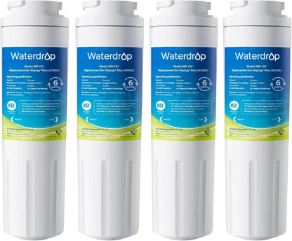 Waterdrop EDR4RXD1 Replacement for EveryDrop® Filter 4, Whirlpool® UKF8001, 4396395, Maytag® UKF8001AXX-200, UKF8001AXX-750, WD-F07, Refrigerator Water Filter, 4 Filters