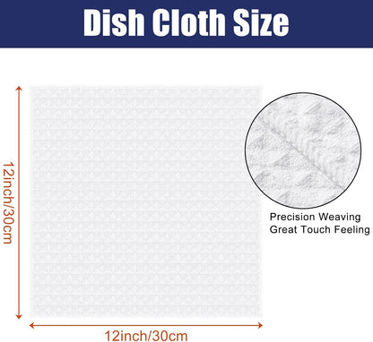 Homaxy Microfiber Waffle Weave Kitchen Dish Cloths, 12 x 12 Inch Ultra Absorbent and Solid Color Dish Towels for Kitchen Fast Drying Dishcloth for Washing Dishes, 12 Pack, White