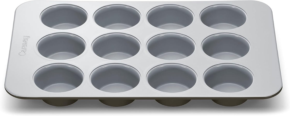 Caraway Non-Stick Ceramic 12-Cup Muffin Pan - Naturally Slick Ceramic Coating - Non-Toxic, PTFE & Pfoa Free - Perfect for Cupcakes, Muffins
