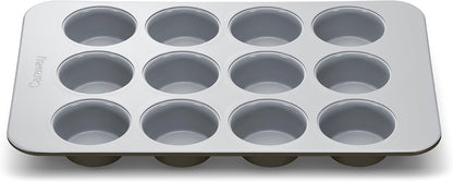 Caraway Non-Stick Ceramic 12-Cup Muffin Pan - Naturally Slick Ceramic Coating - Non-Toxic, PTFE & Pfoa Free - Perfect for Cupcakes, Muffins