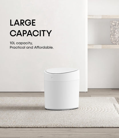 TOWNEW T AIR ONE Smart Trash Can, 2.6 Gallon Automatic Garbage Can with Self-Sealing and Self-Changing, Motion Sense Activated Rechargeable Trashcan for Living Room Bedroom Workshop Kitchen, White