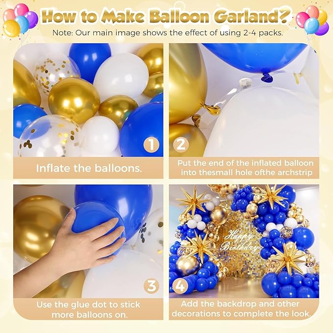 Royal Blue and Gold Graduation Balloons Garland Arch Kit 153Pcs, Graduation Decorations 2026 with Grad Cap, Certificate & Star Foil Balloons for Class of 2026 College High School Prom Supplies