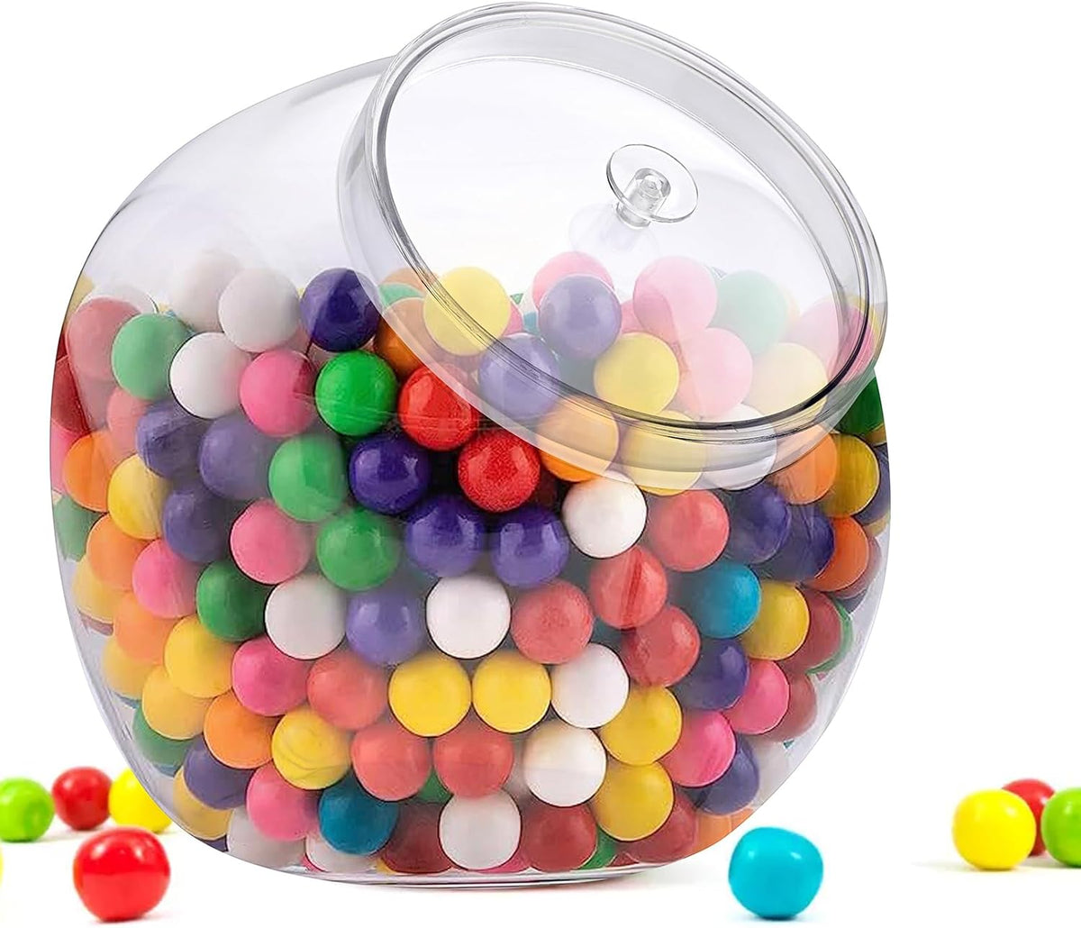 Elldoo Clear Slanted Plastic Storage Jar with Lid, 80 Oz Wide Mouth Laundry Pods Container, Coffee Pods Holder for Nespresso K Cup