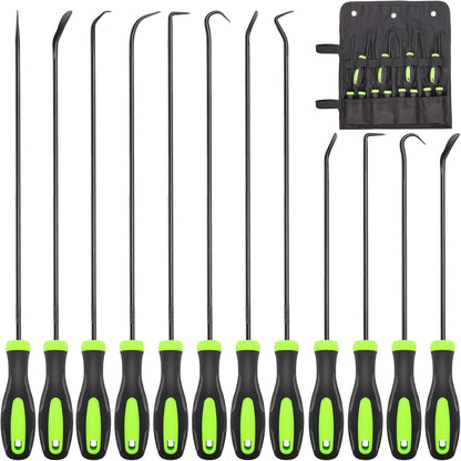 12PCS Automotive Hook and Pick Tool Set,Long & Mini Precision Puller Remover Tool Kit for Auto O-Ring,Seal & Gasket Removal