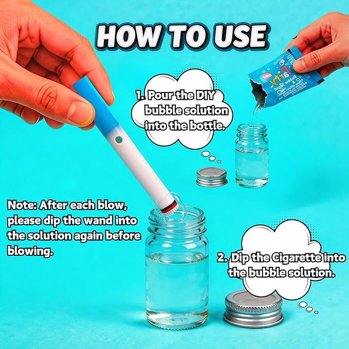 Bubble Blower Set with 2Wands and Refillable Bottle, Handheld Bubble Maker, Stress Relief Outdoor Bubble Toy, Fun Creative Gift for Men Women, WD
