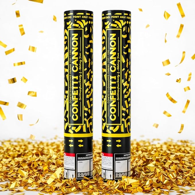 Gold Confetti Poppers Confetti Cannon 2 Pack Gold Foil Confetti 12 Inch Party Poppers for Wedding Birthday Graduation New Year’s Eve Party Decorations & Photo Props