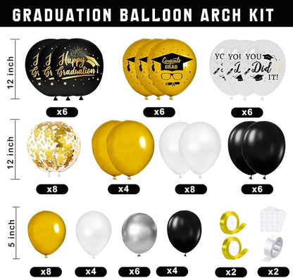 Graduation Decorations Class of 2026, Black Graduation Decorations, Balloons Boxes (4PCS) with Letters 2026 GRAD So Proud of You, Congrats Grad Decorations for High School & College
