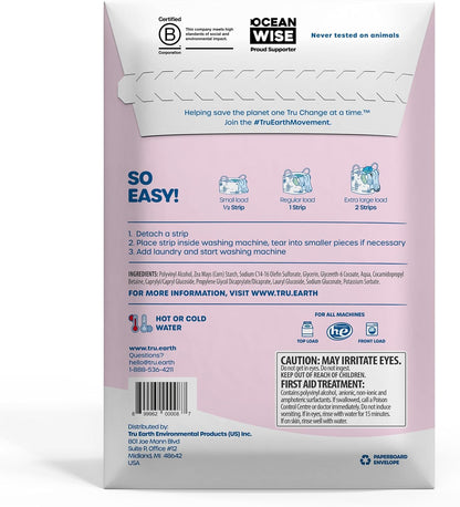 Tru Earth Hypoallergenic Baby Laundry Detergent Sheets/Strips for Sensitive Skin, 64 Count, Up to 128 Loads: Fragrance Free Baby Detergent Laundry Newborn, Children