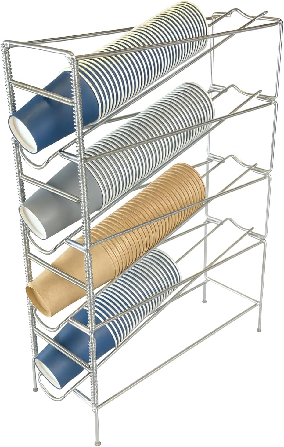 Stainless Products Ltd Sleek 23.74" Stainless Steel Vertical Cup Dispenser - 4 Compartments for Effortless Storage & Display