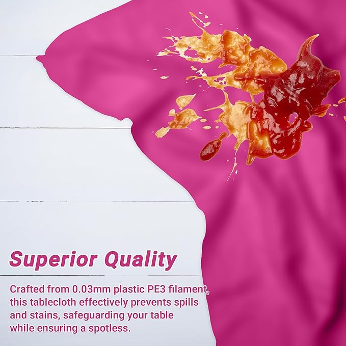 QZYL 4 PCS Rose Red Plastic Tablecloths for Rectangle Tables, 54 x 108 Inches Stain Resistant Table Cover of Baby Shower Decorations, Disposable Tablecloth for Parties, Weddings, Birthday Tablecloth