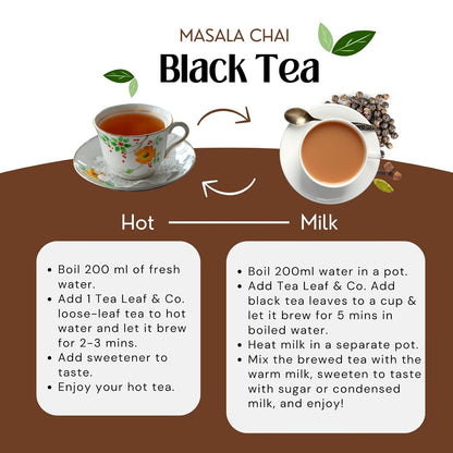 Masala Chai Black Tea Loose Leaf Blended with Indian Spices (3.5oz/100gm)