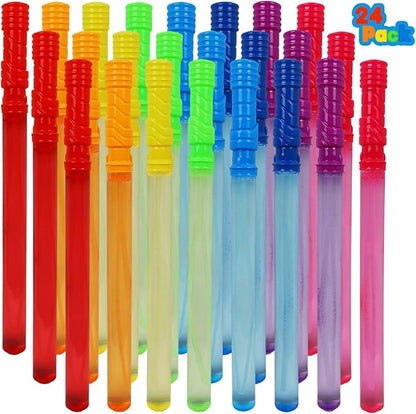 MorTime 24 Pack Bubble Wands for Kids, 8 Colors Bubbles Stick Bulk, 14.6" Easter Party Favor Summer Toy for Children