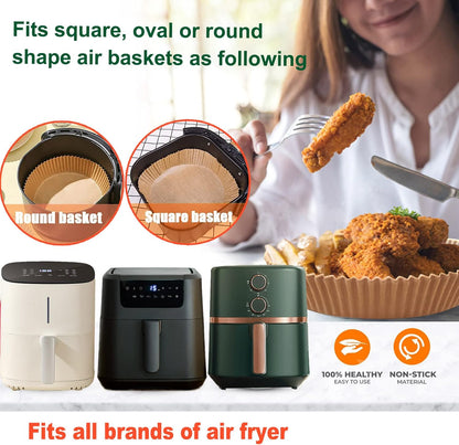 Large Air Fryer Disposable Paper Liner Round, 10 Inch Parchment Liners Non-Stick Fryer Paper Pads Baking Paper Food Grade for 7qt Power XL Air Fryer, Baking Roasting Microwave
